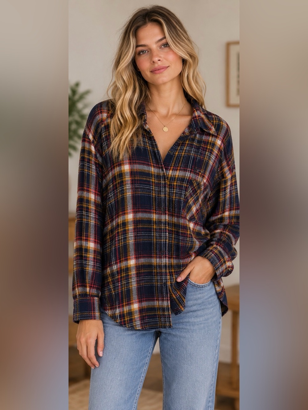 We The Free Plaid Lightweight Soft Flannel Shirt -oversized S -see measurements